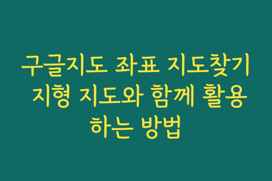 구글지도 좌표 지도찾기 지형 지도와 함께 활용하는 방법