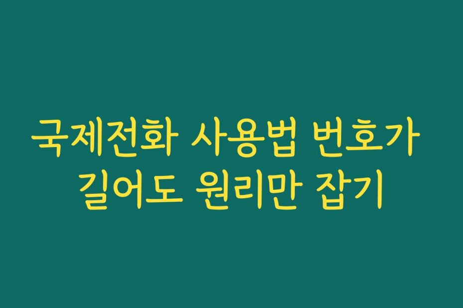 국제전화 사용법 번호가 길어도 원리만 잡기