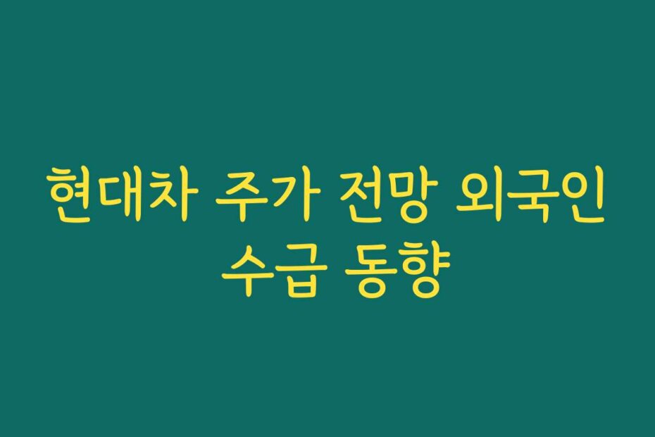 현대차 주가 전망 외국인 수급 동향