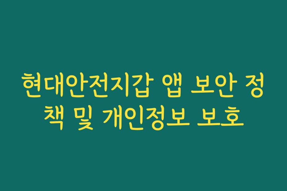 현대안전지갑 앱 보안 정책 및 개인정보 보호