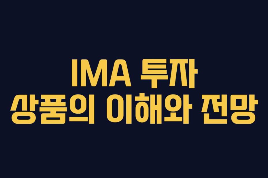 IMA 투자 상품의 이해와 전망