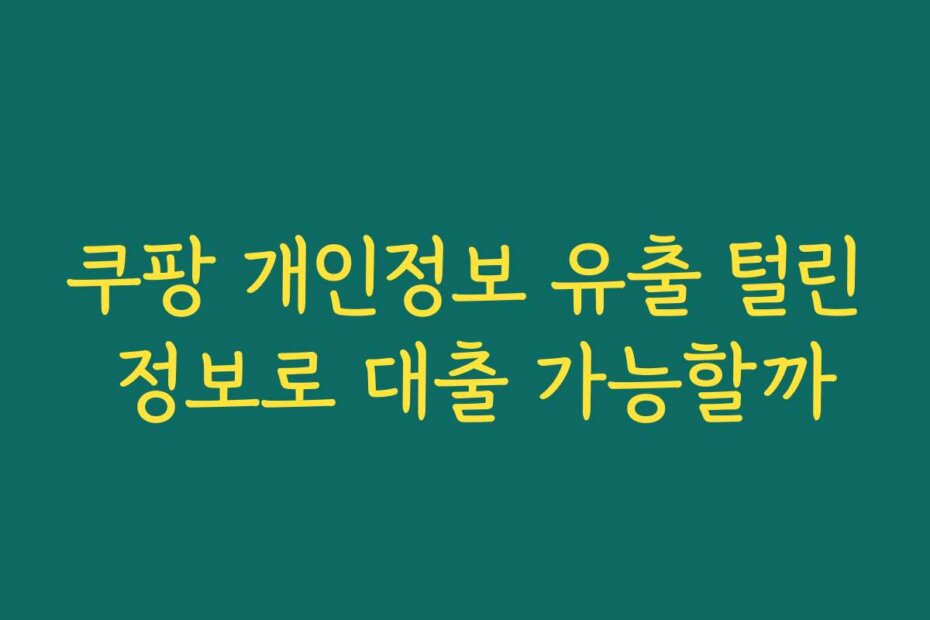 쿠팡 개인정보 유출 털린 정보로 대출 가능할까