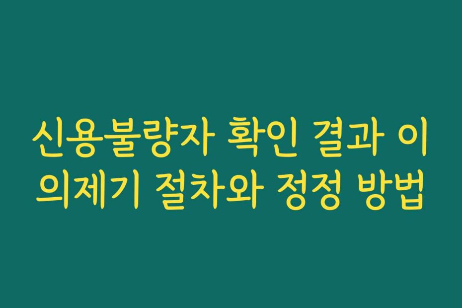 신용불량자 확인 결과 이의제기 절차와 정정 방법