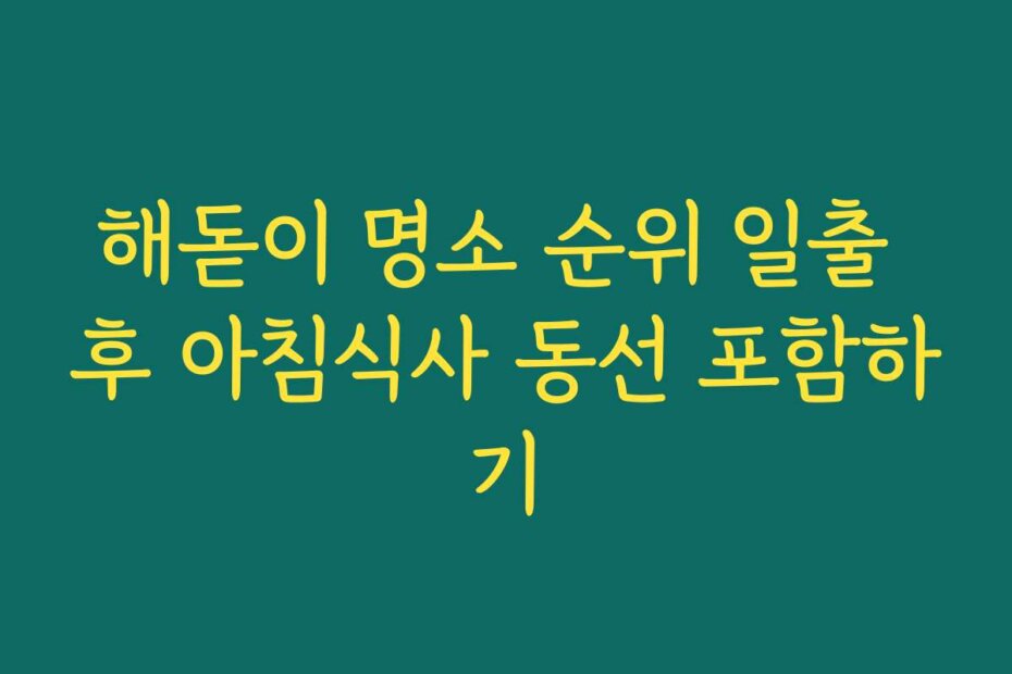 해돋이 명소 순위 일출 후 아침식사 동선 포함하기
