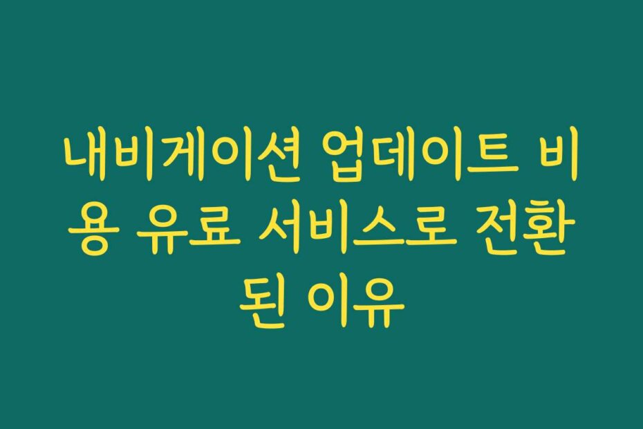 내비게이션 업데이트 비용 유료 서비스로 전환된 이유