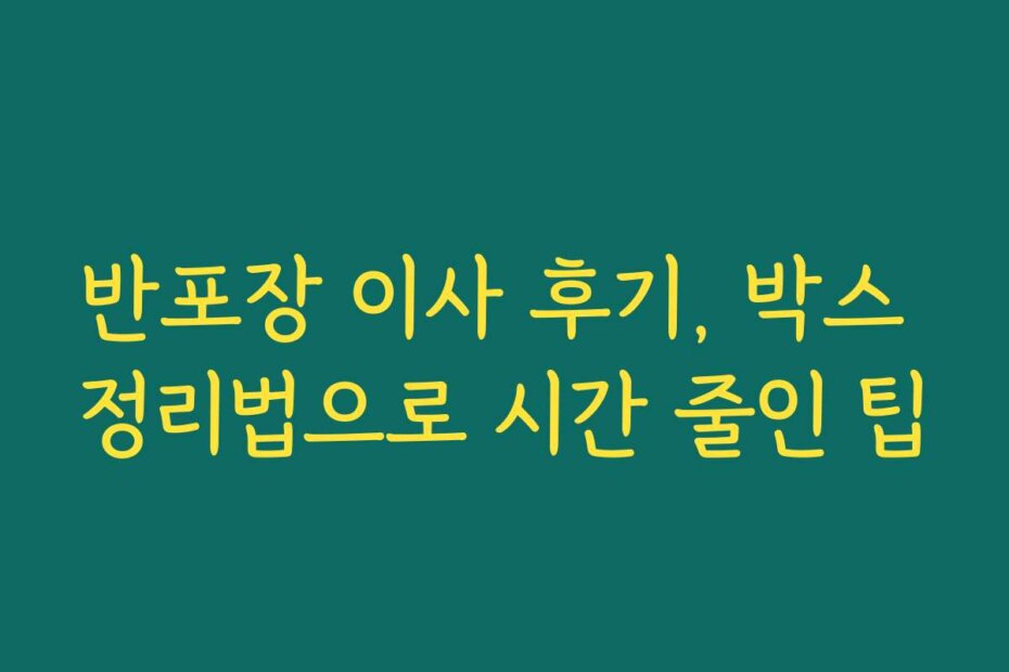 반포장 이사 후기, 박스 정리법으로 시간 줄인 팁