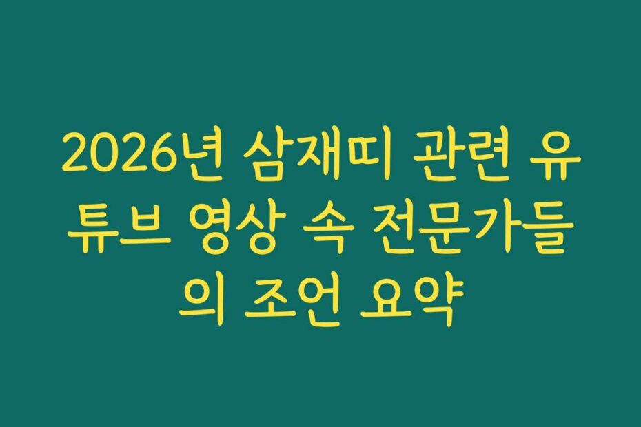 2026년 삼재띠 관련 유튜브 영상 속 전문가들의 조언 요약