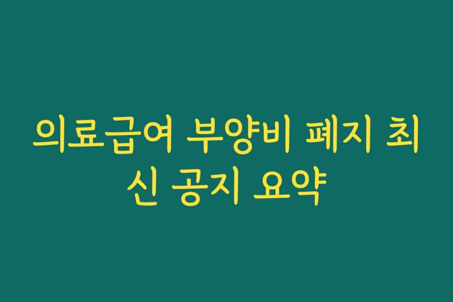 의료급여 부양비 폐지 최신 공지 요약
