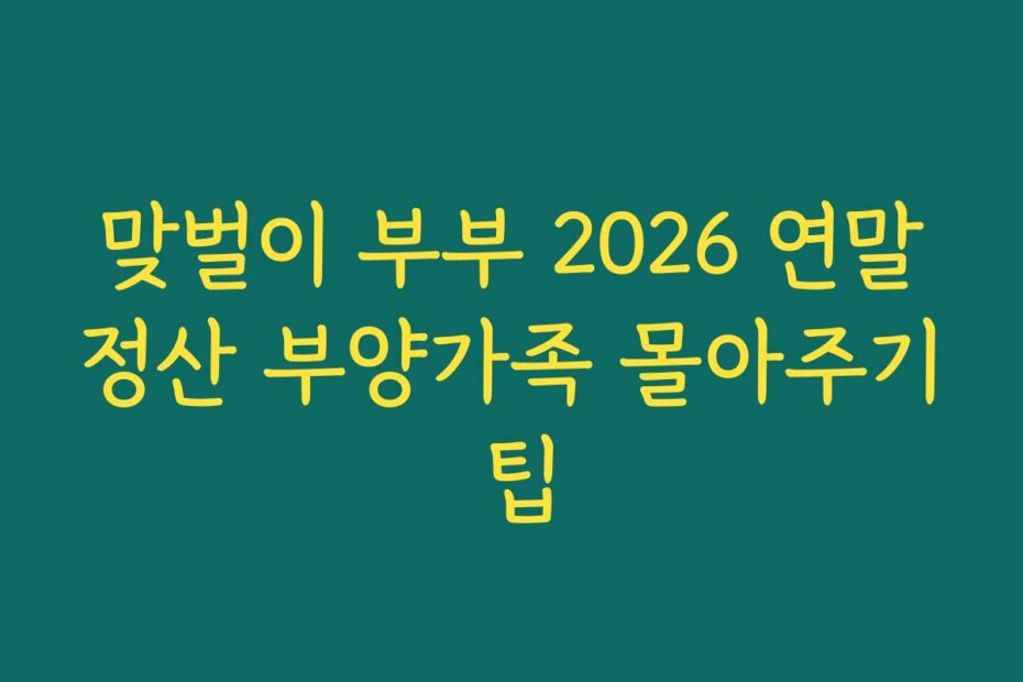 맞벌이 부부 2026 연말정산 부양가족 몰아주기 팁