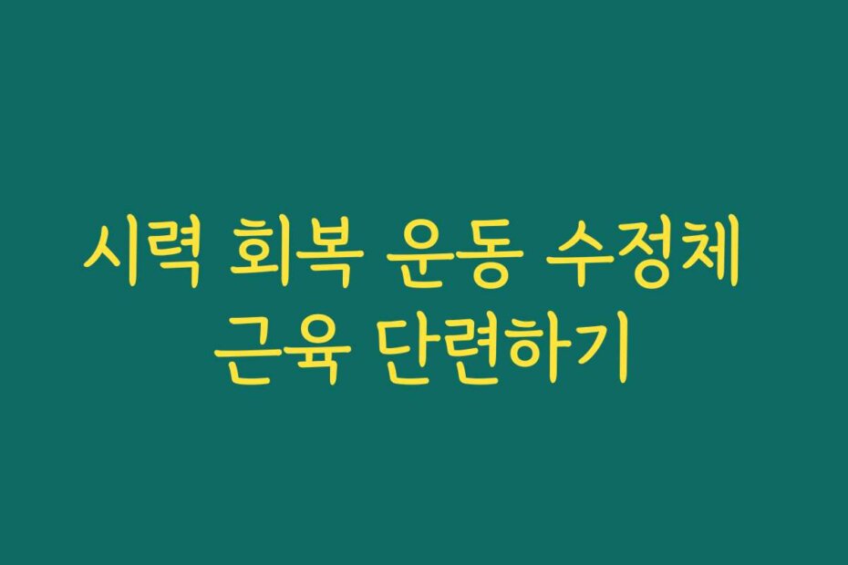시력 회복 운동 수정체 근육 단련하기