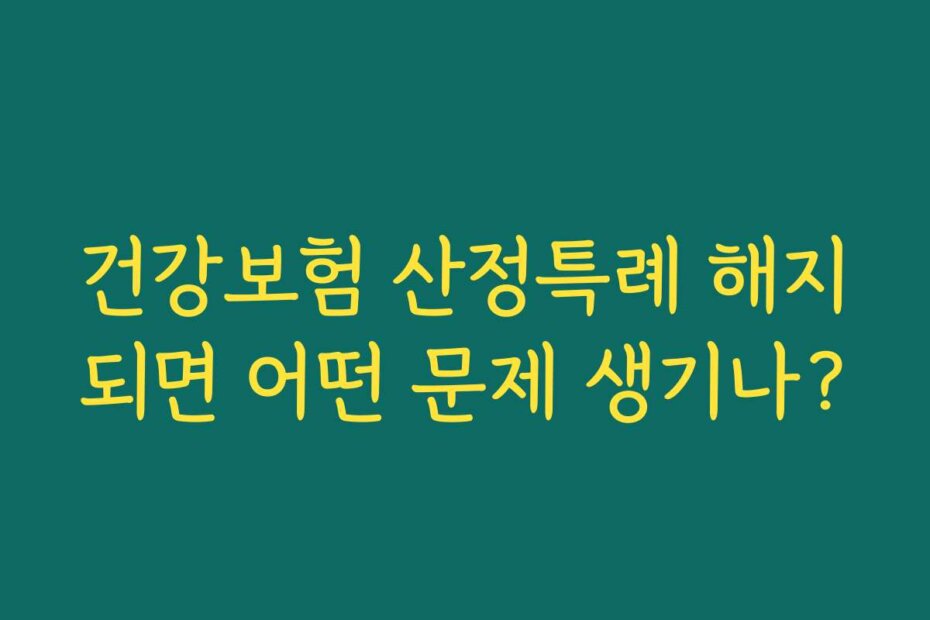 건강보험 산정특례 해지되면 어떤 문제 생기나?