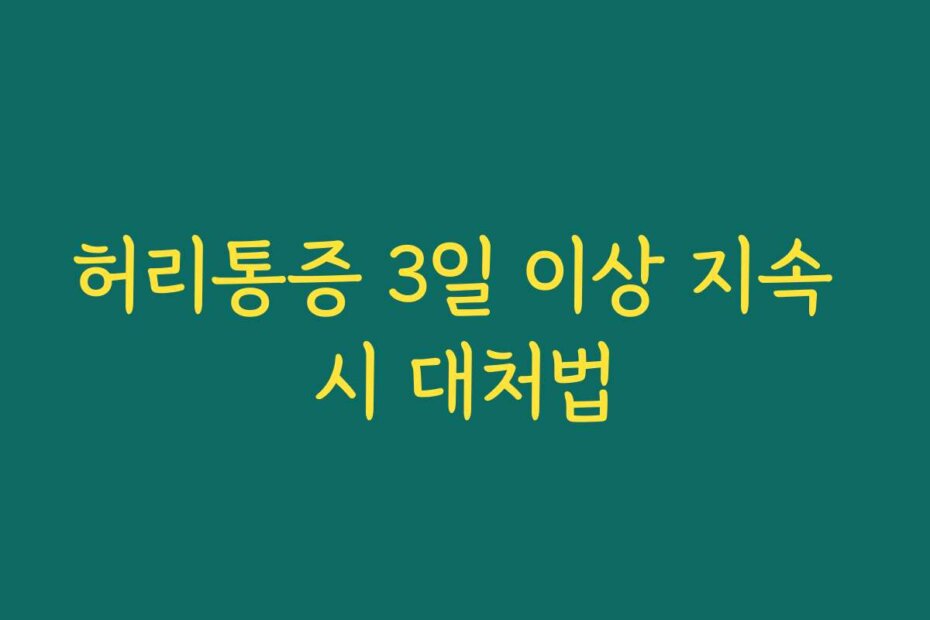 허리통증 3일 이상 지속 시 대처법