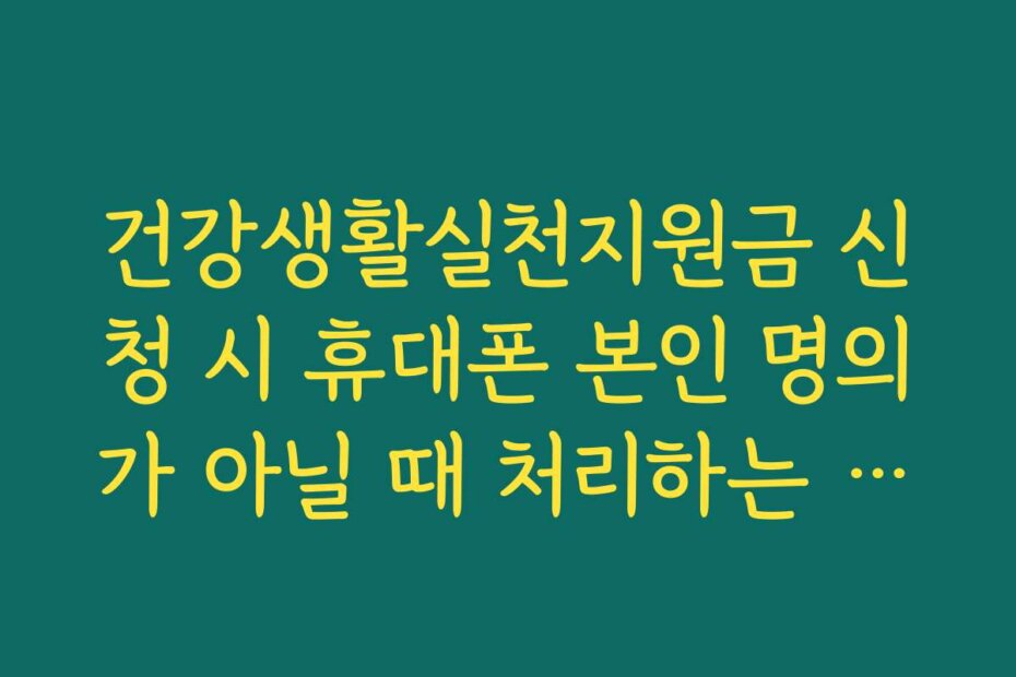 건강생활실천지원금 신청 시 휴대폰 본인 명의가 아닐 때 처리하는 방법