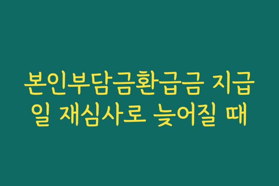 본인부담금환급금 지급일 재심사로 늦어질 때