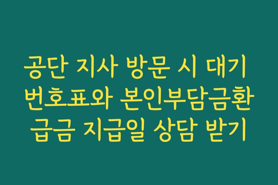 공단 지사 방문 시 대기 번호표와 본인부담금환급금 지급일 상담 받기