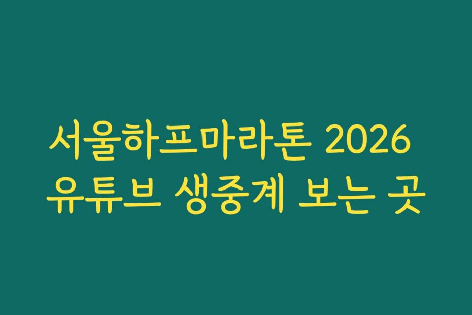 서울하프마라톤 2026 유튜브 생중계 보는 곳