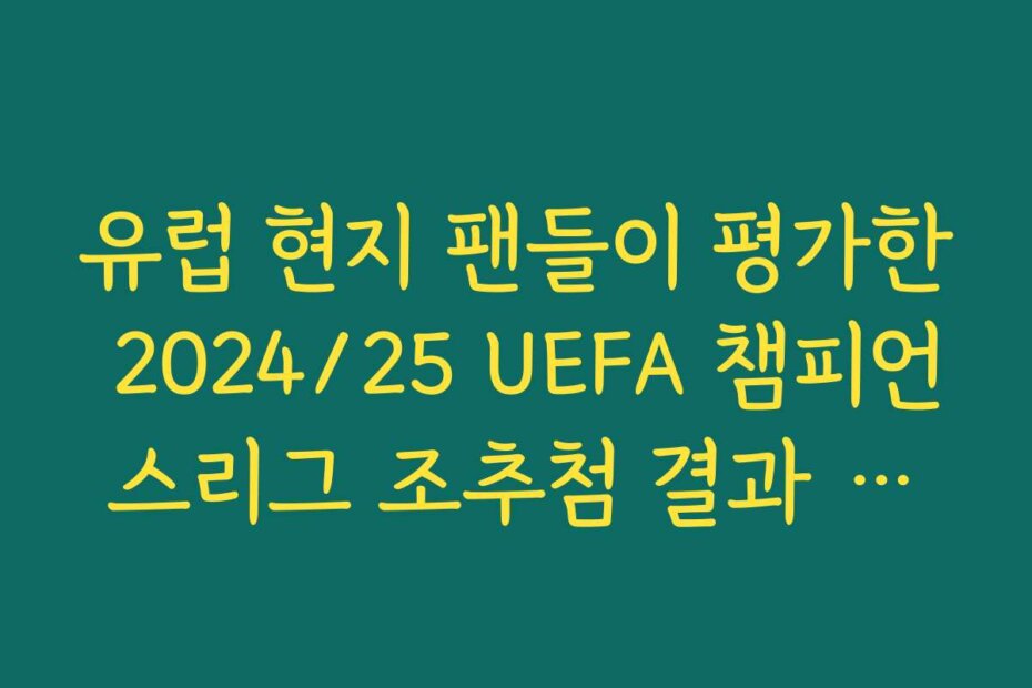 유럽 현지 팬들이 평가한 2024/25 UEFA 챔피언스리그 조추첨 결과 승자
