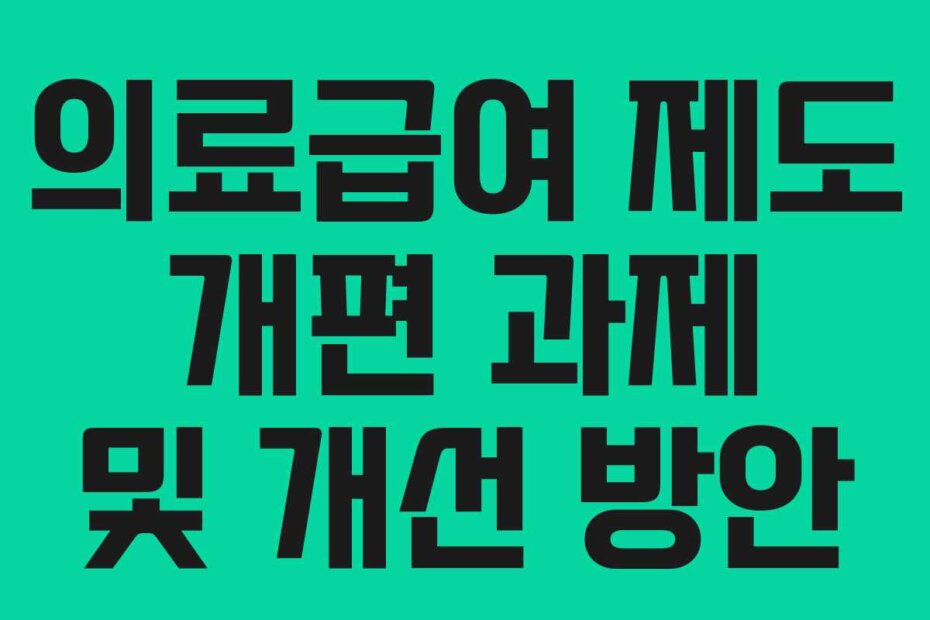 의료급여 제도 개편 과제 및 개선 방안