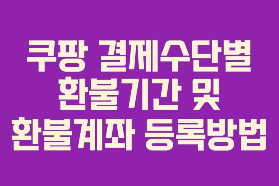 쿠팡 결제수단별 환불기간 및 환불계좌 등록방법