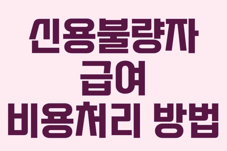 신용불량자 급여 비용처리 방법