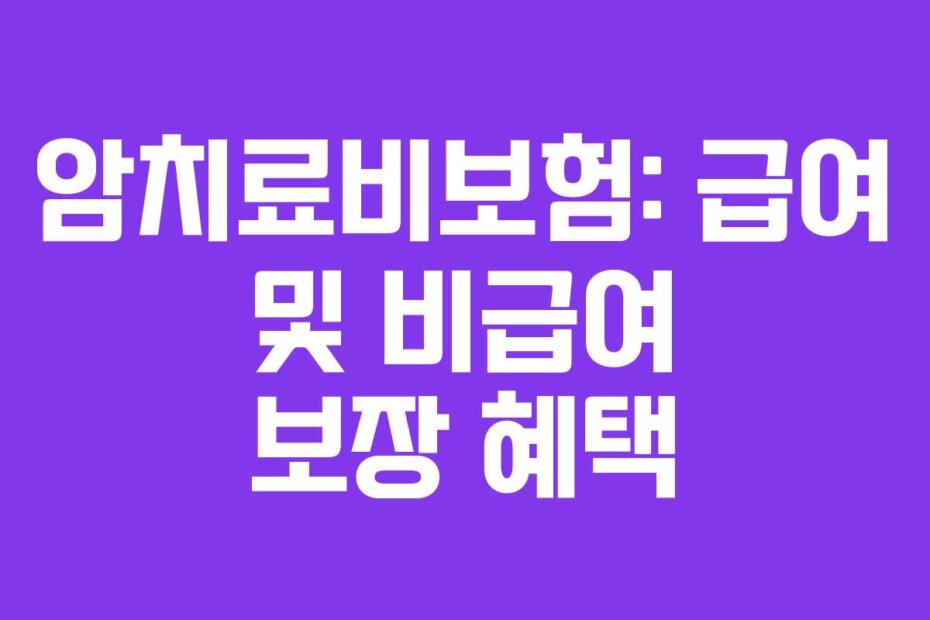 암치료비보험: 급여 및 비급여 보장 혜택