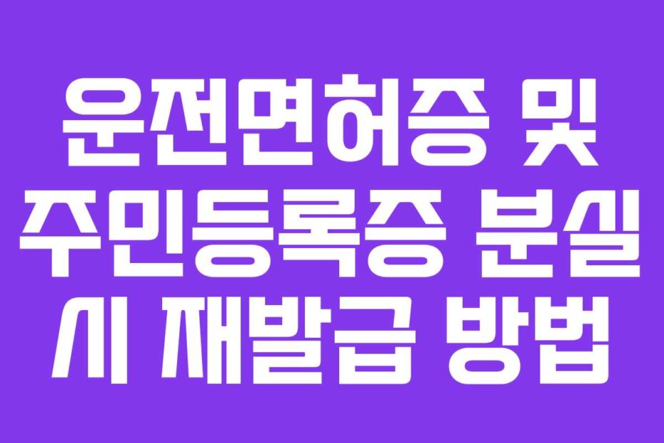 운전면허증 및 주민등록증 분실 시 재발급 방법