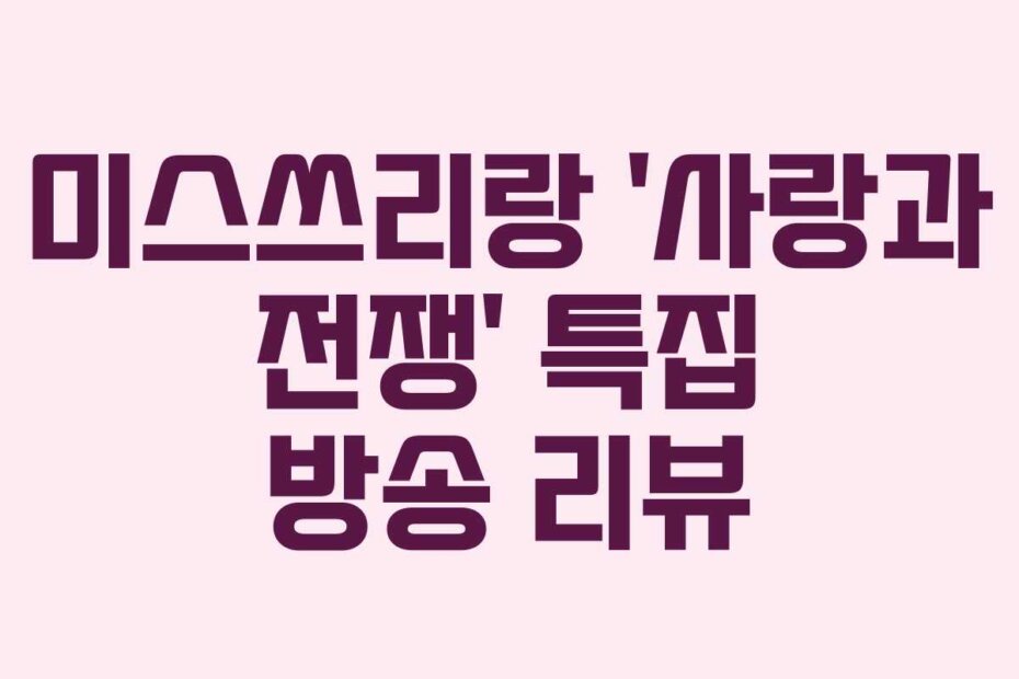 미스쓰리랑 ‘사랑과 전쟁’ 특집 방송 리뷰