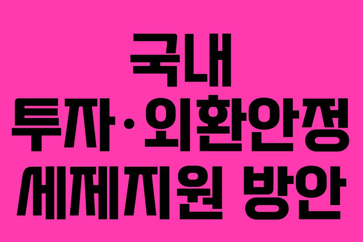 국내 투자·외환안정 세제지원 방안