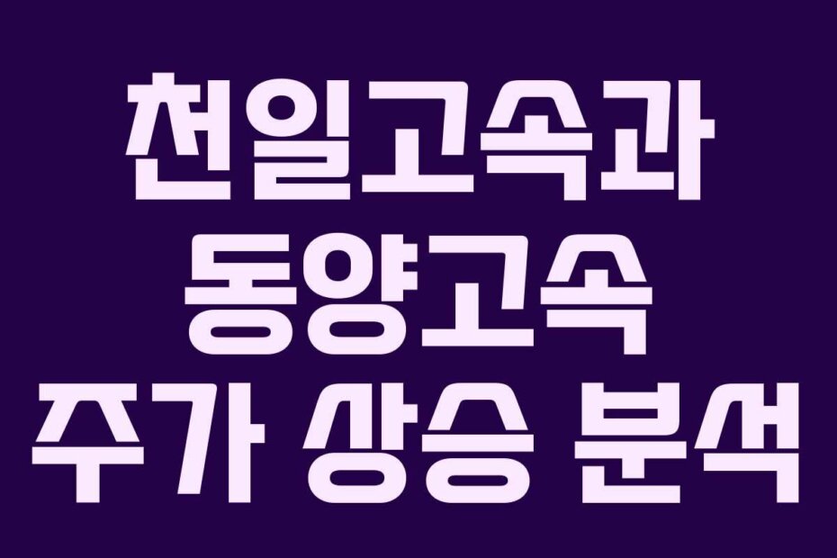 천일고속과 동양고속 주가 상승 분석