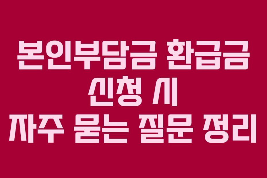 본인부담금 환급금 신청 시 자주 묻는 질문 정리