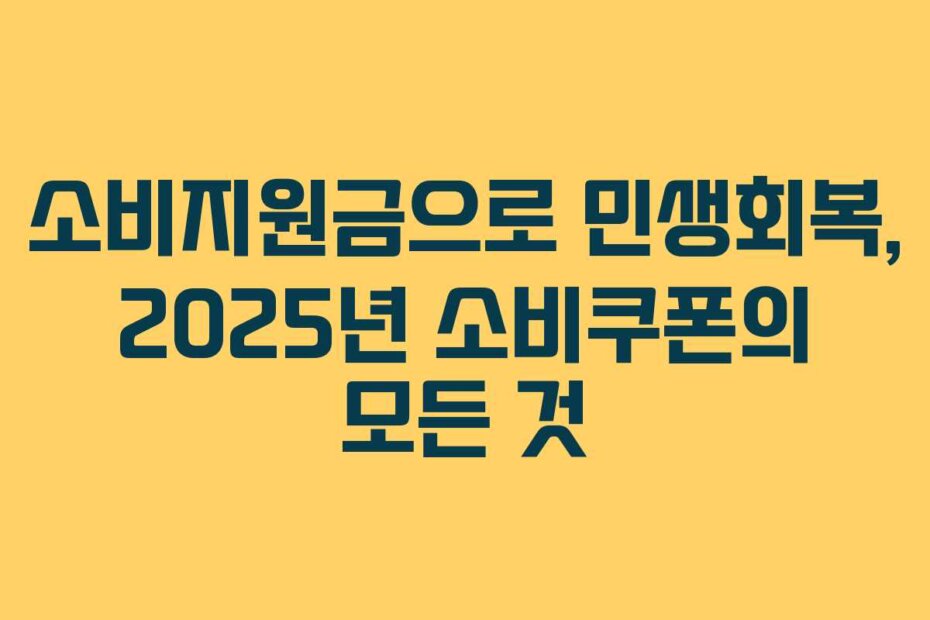 소비지원금으로 민생회복, 2025년 소비쿠폰의 모든 것