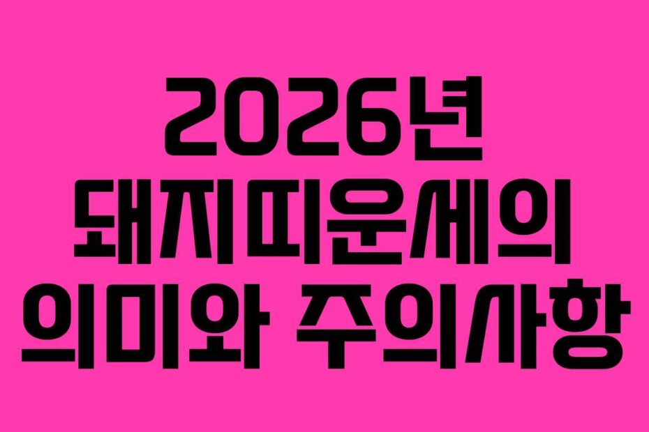 2026년 돼지띠운세의 의미와 주의사항