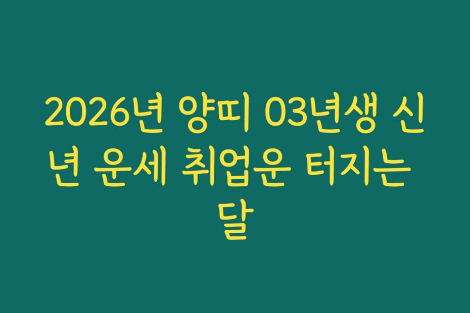 2026년 양띠 03년생 신년 운세 취업운 터지는 달