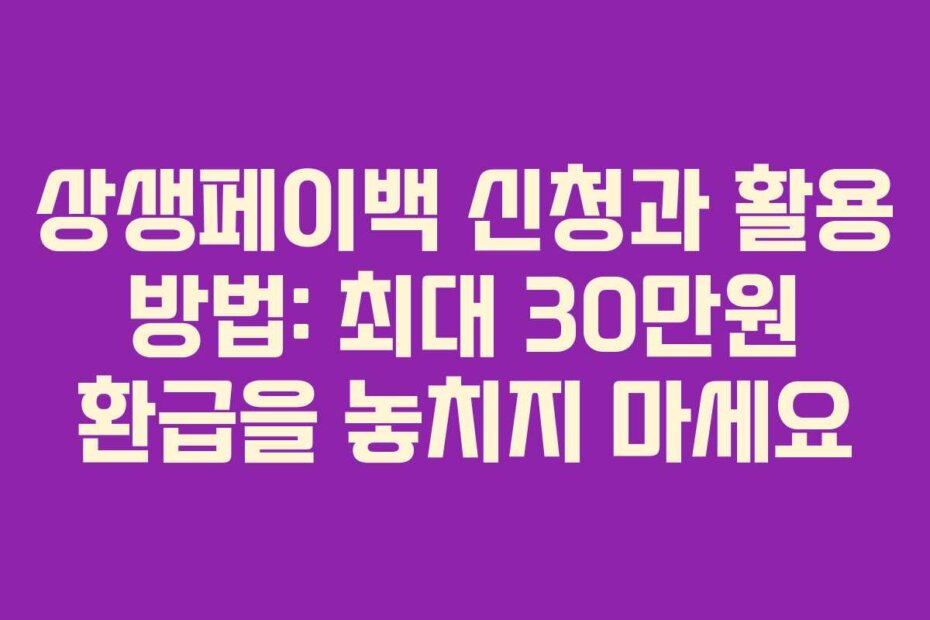 상생페이백 신청과 활용 방법: 최대 30만원 환급을 놓치지 마세요