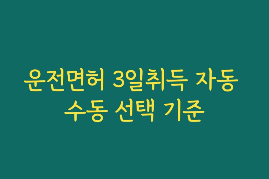 운전면허 3일취득 자동 수동 선택 기준