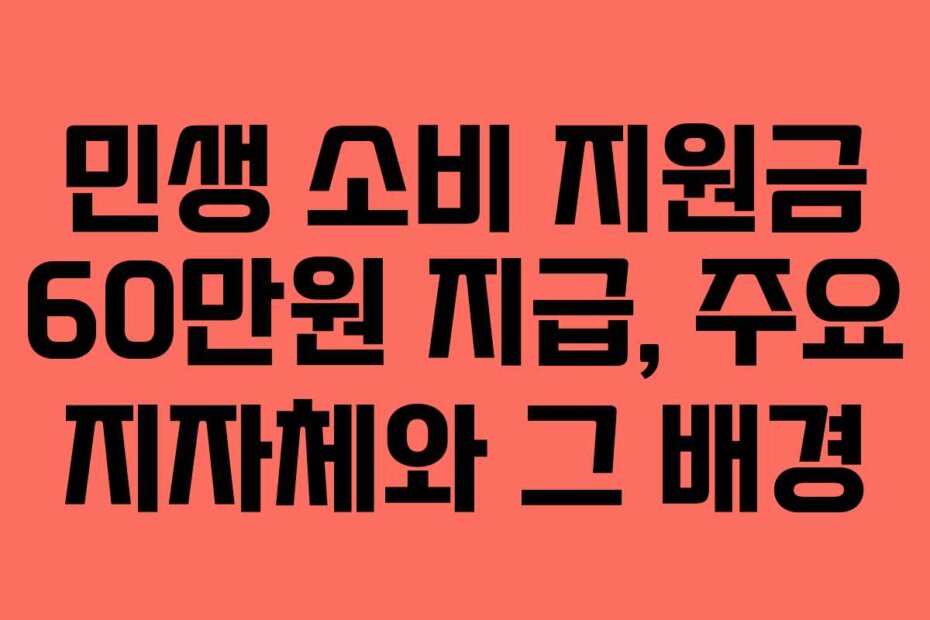 민생 소비 지원금 60만원 지급, 주요 지자체와 그 배경