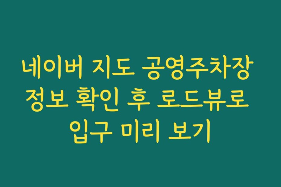 네이버 지도 공영주차장 정보 확인 후 로드뷰로 입구 미리 보기