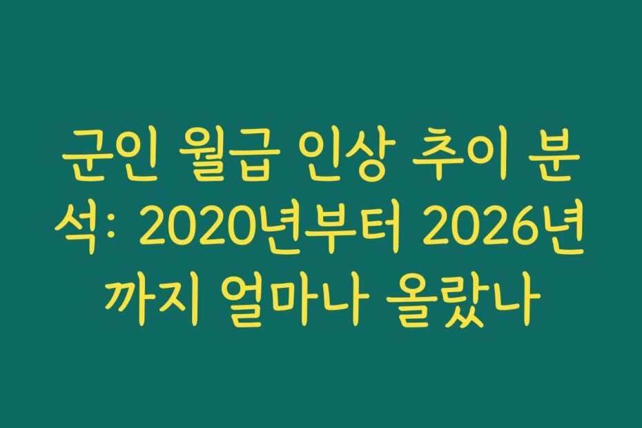 군인 월급 인상 추이 분석: 2020년부터 2026년까지 얼마나 올랐나