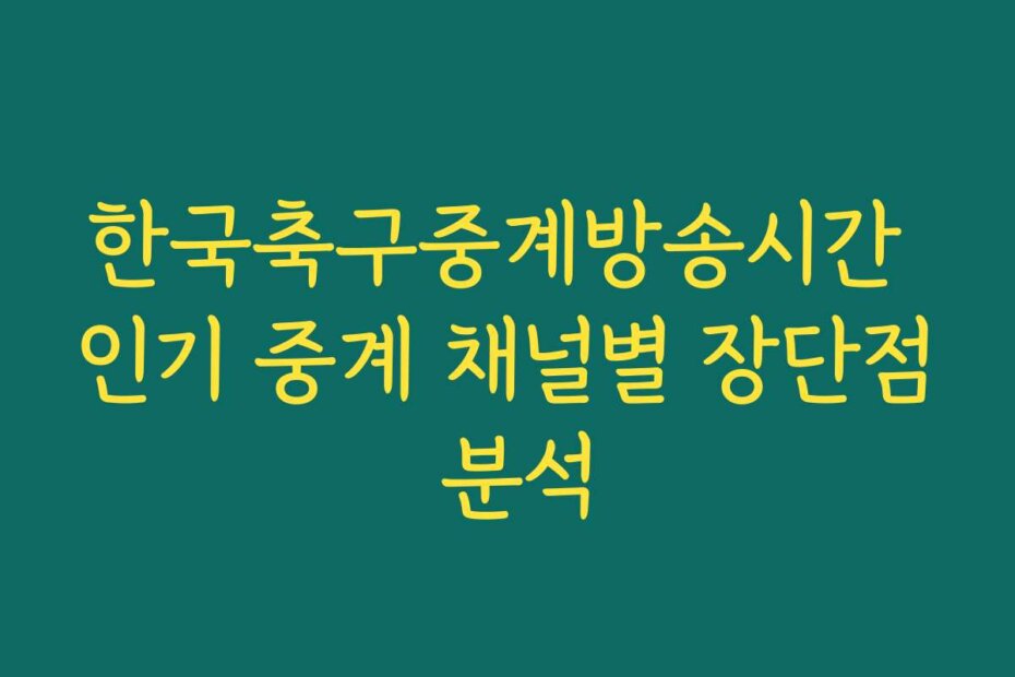 한국축구중계방송시간 인기 중계 채널별 장단점 분석