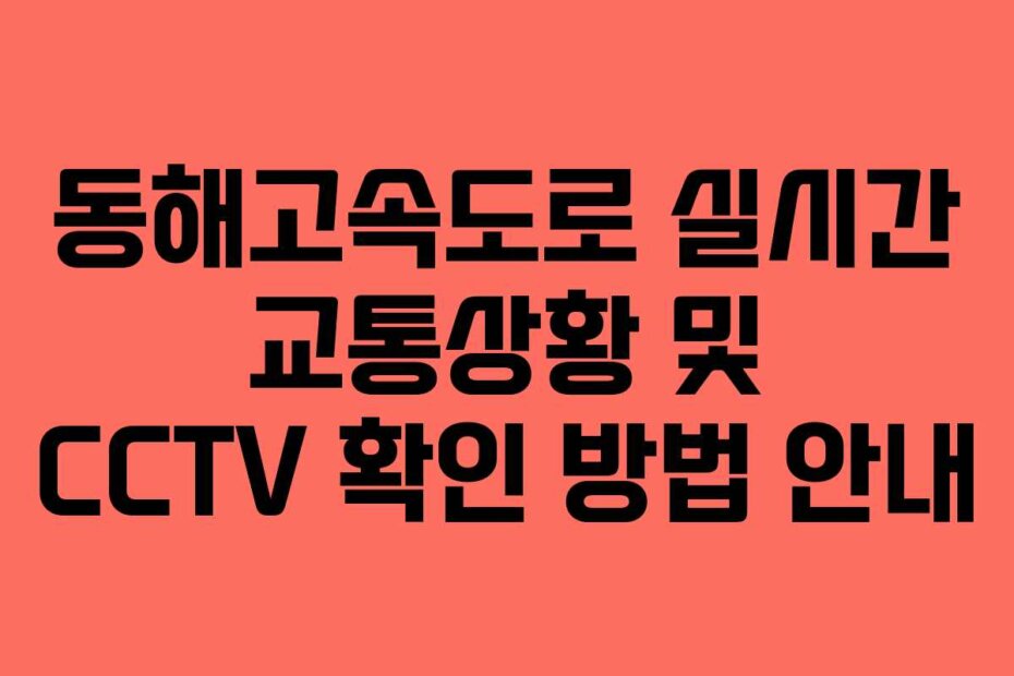 동해고속도로 실시간 교통상황 및 CCTV 확인 방법 안내
