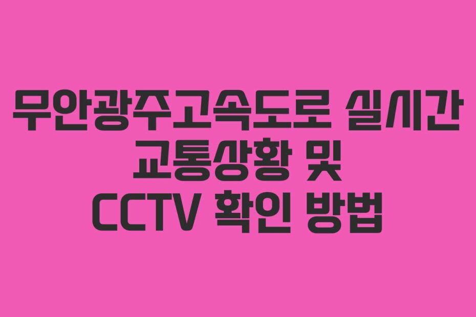 무안광주고속도로 실시간 교통상황 및 CCTV 확인 방법