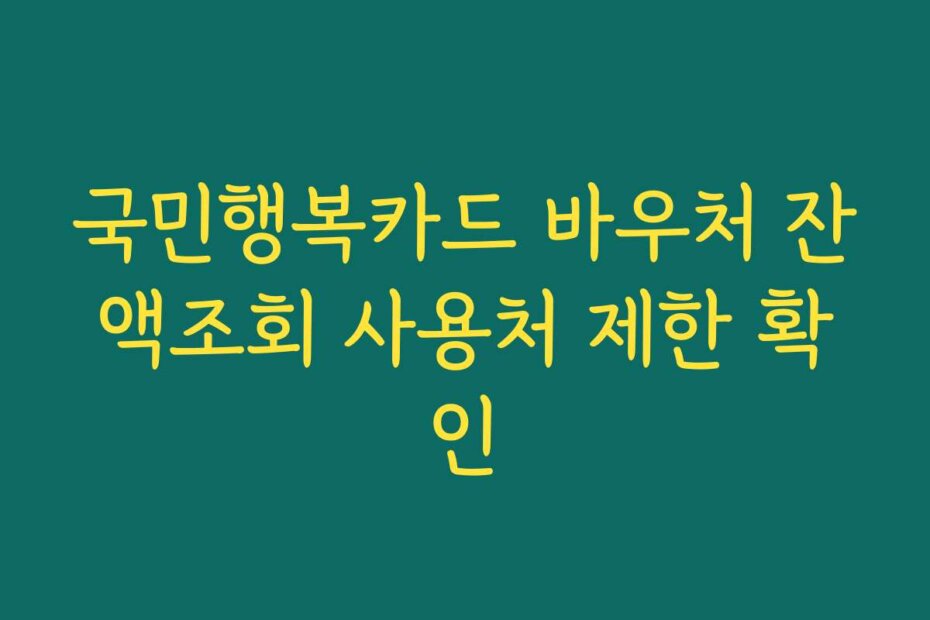국민행복카드 바우처 잔액조회 사용처 제한 확인