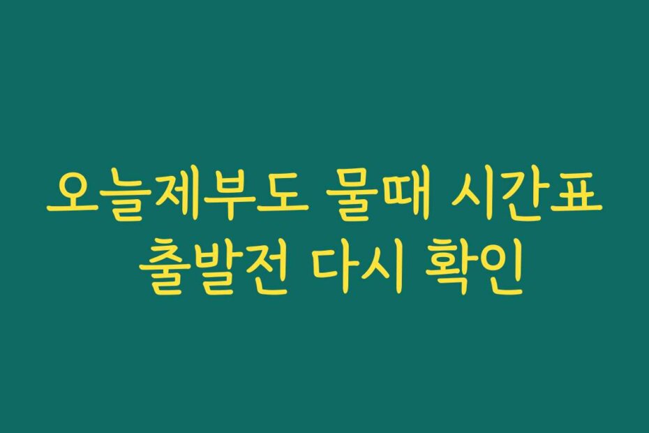 오늘제부도 물때 시간표 출발전 다시 확인