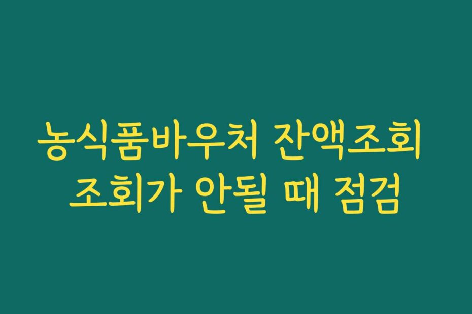 농식품바우처 잔액조회 조회가 안될 때 점검