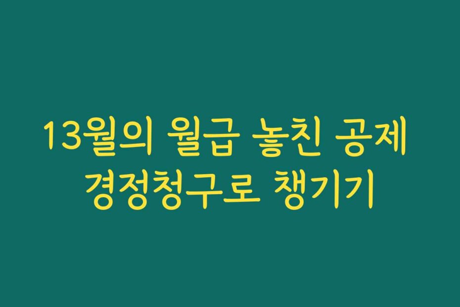 13월의 월급 놓친 공제 경정청구로 챙기기