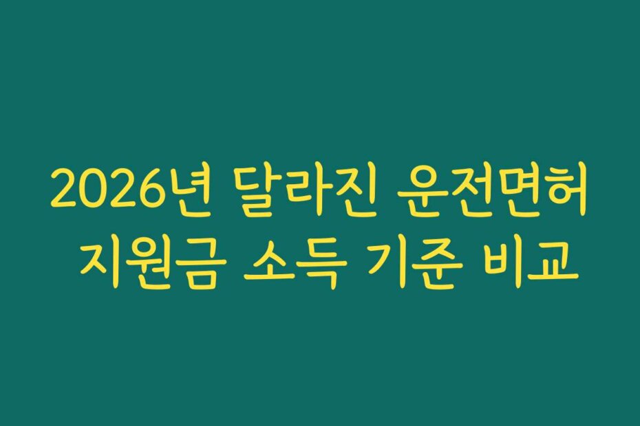 2026년 달라진 운전면허 지원금 소득 기준 비교