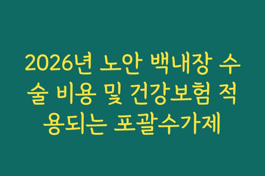 2026년 노안 백내장 수술 비용 및 건강보험 적용되는 포괄수가제
