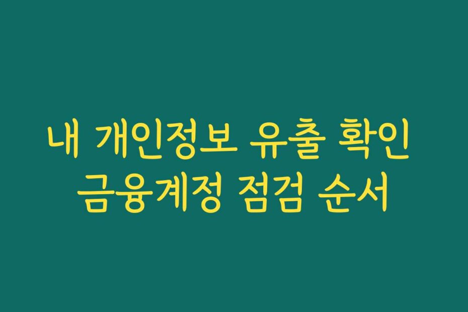 내 개인정보 유출 확인 금융계정 점검 순서