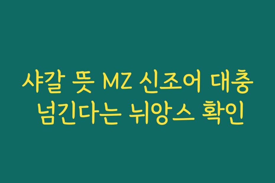 샤갈 뜻 MZ 신조어 대충 넘긴다는 뉘앙스 확인