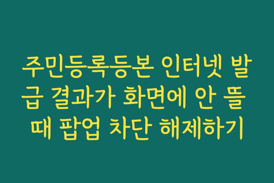 주민등록등본 인터넷 발급 결과가 화면에 안 뜰 때 팝업 차단 해제하기